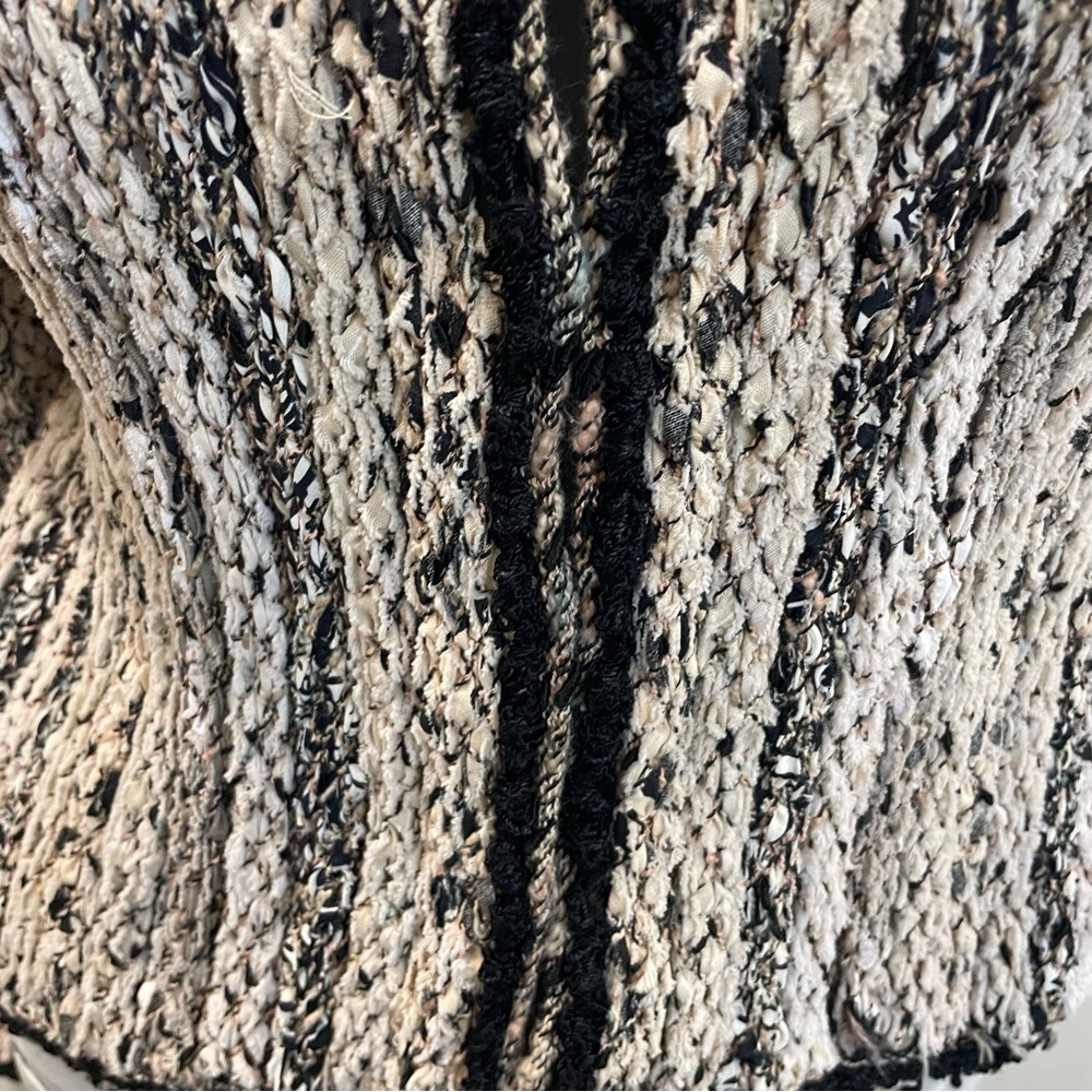 ESTELLE Vintage 80s Cream & Black Cardigan Sweater Art to Wear - Picture 4 of 10